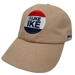 I Like Ike Eisenhower Foundation Baseball Hat Khaki Tan Adjustable Leather Strap